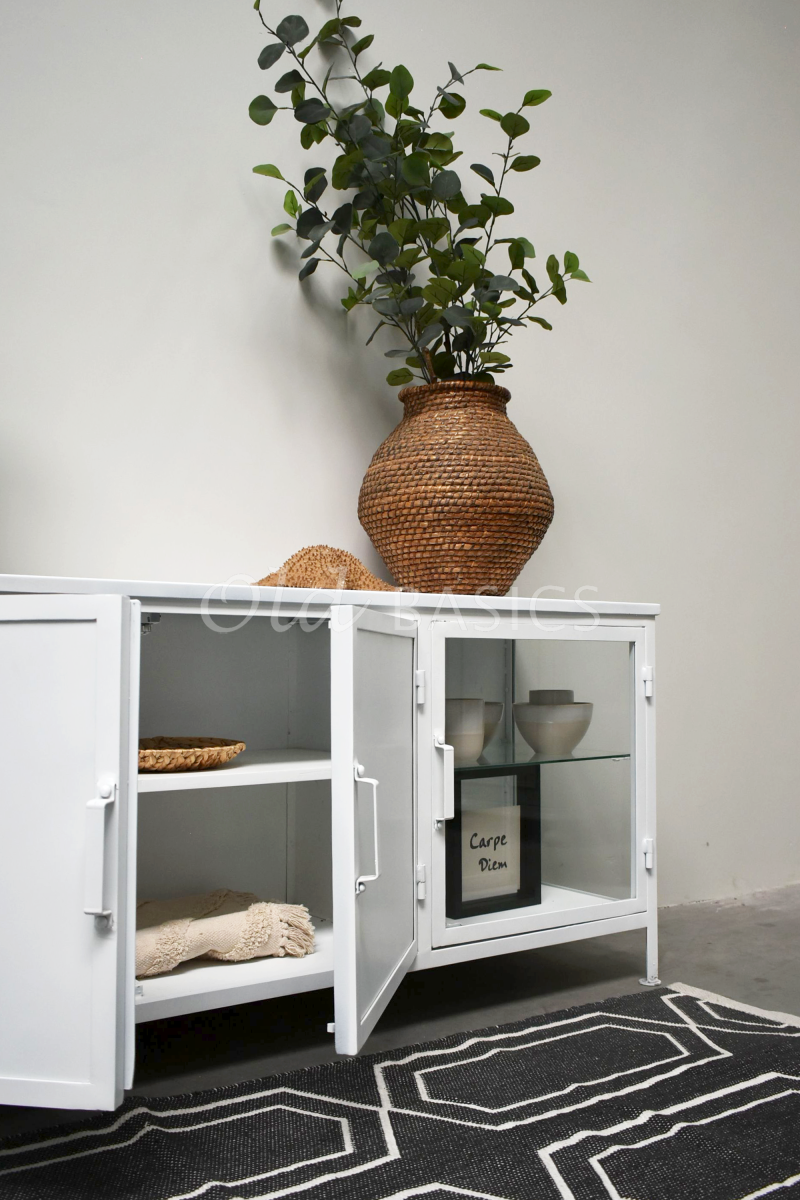 Detail van Dressoir Lounge Blanc, wit, materiaal staal